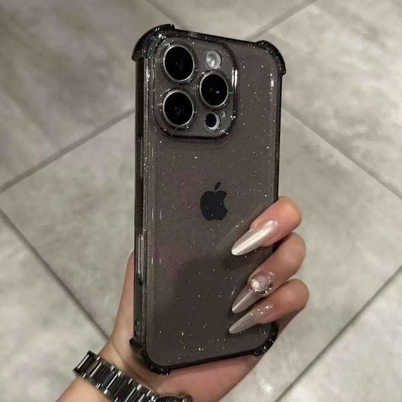 Coque iphone 13 transparente noir clair Transpailletee