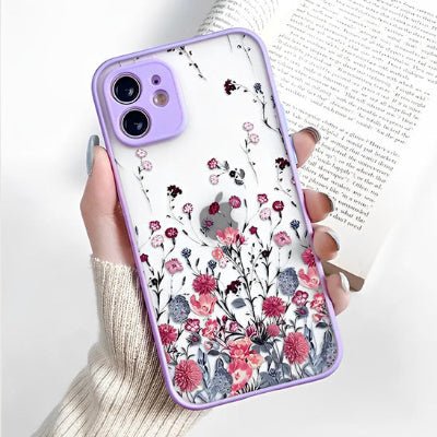 coque Iphone 13 pro mélange fleur et bord mauve Fleuron