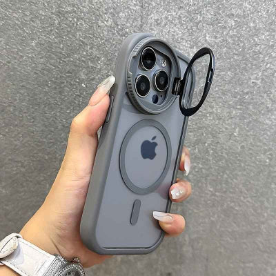 coque iphone 16 vue petit support ouvrable Grisette