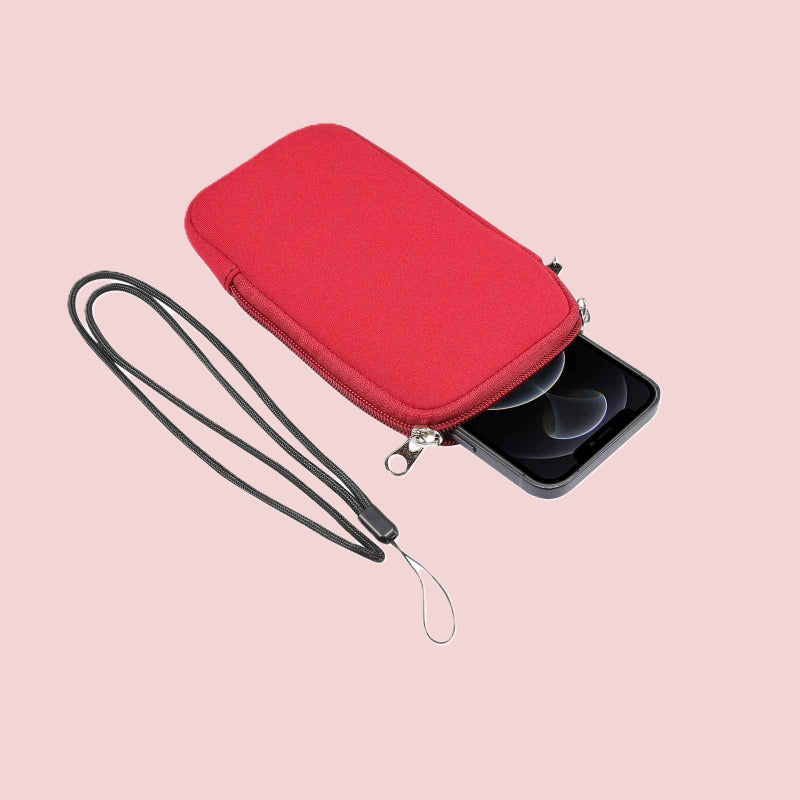 pochette bandouliere telephone couleur rouge Neoprene