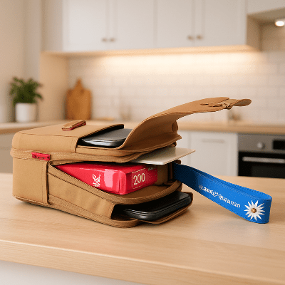 pochette pour -téléphone montrant équipement interne Ceinture