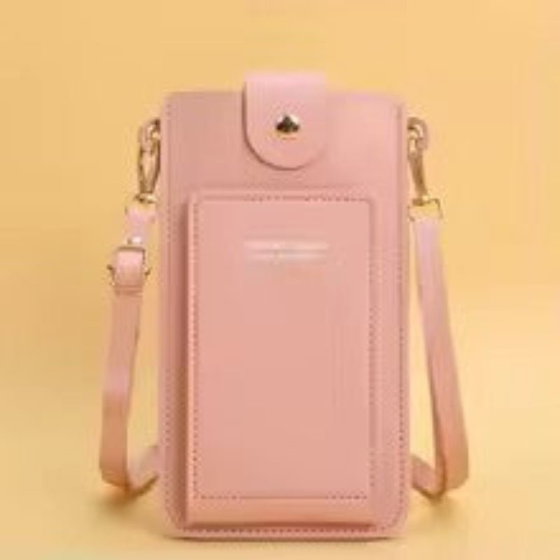 pochette telephone bandouilere de couleur rose Vieactive
