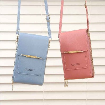 pochette téléphone bandoulière bleu clair rose Komplet