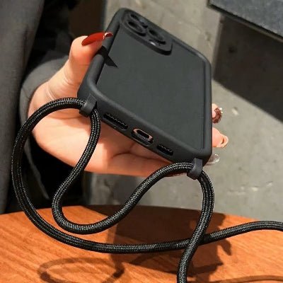 pochette téléephone bandoulière noire avec cordon Avecmoi