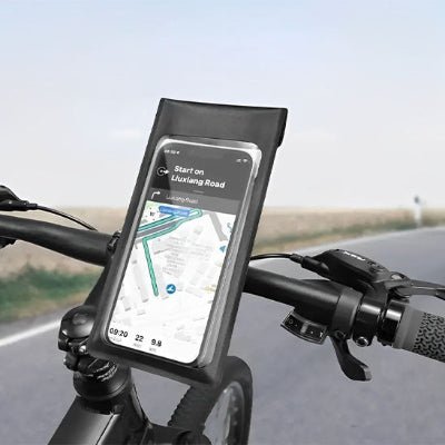 support téléphone vélo en route bien visible Portéemain