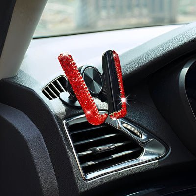 support telephone voiture strasses brillants rouge place