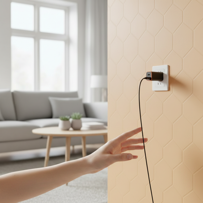 Chargeur prise tapisserie orange main femme