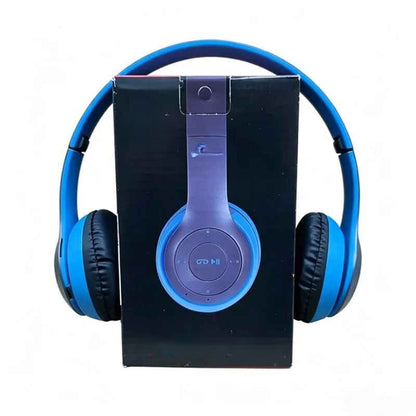 Casque sans fil Bluetooth présenté ici en bleu Pliablebluetooth