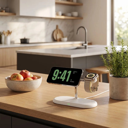 Chargeur sans fil pour téléphone support en blanc cuisine Troisenun
