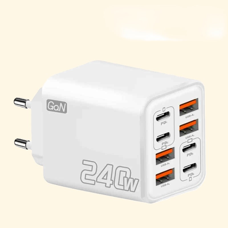 Chargeur téléphone vue huit ports blanc Huiports