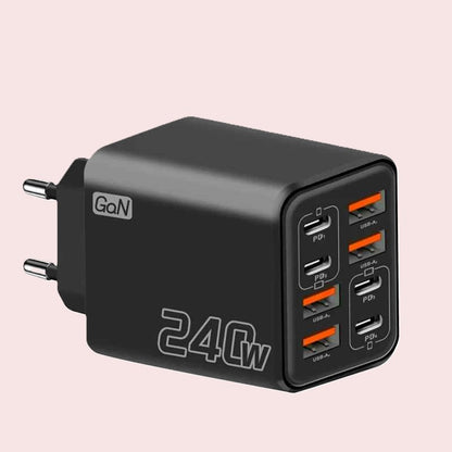 Chargeur téléphone vue huit ports noir Huiports