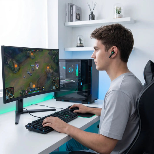Écouteur bluetooth jeune homme jeux Oreilled