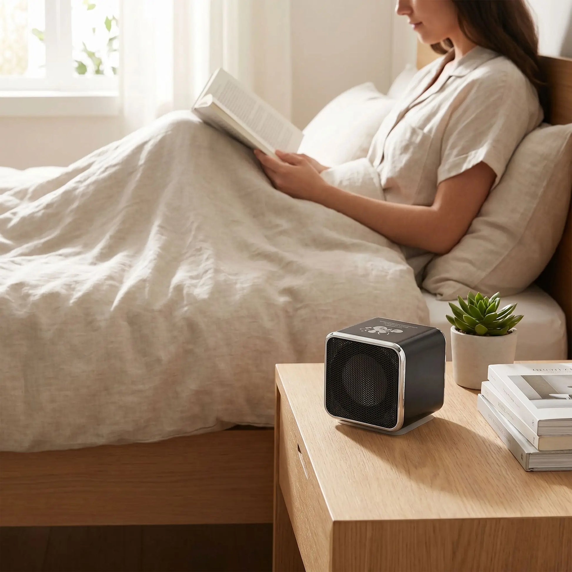 Enceinte Bluetooth portable femme lit au lit Plusradio