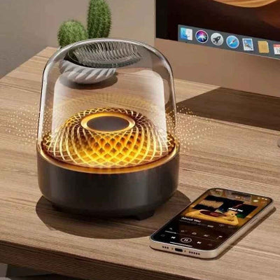 Enceinte Bluetooth sans fil lumière jaune prèstéléphone Lumineuse