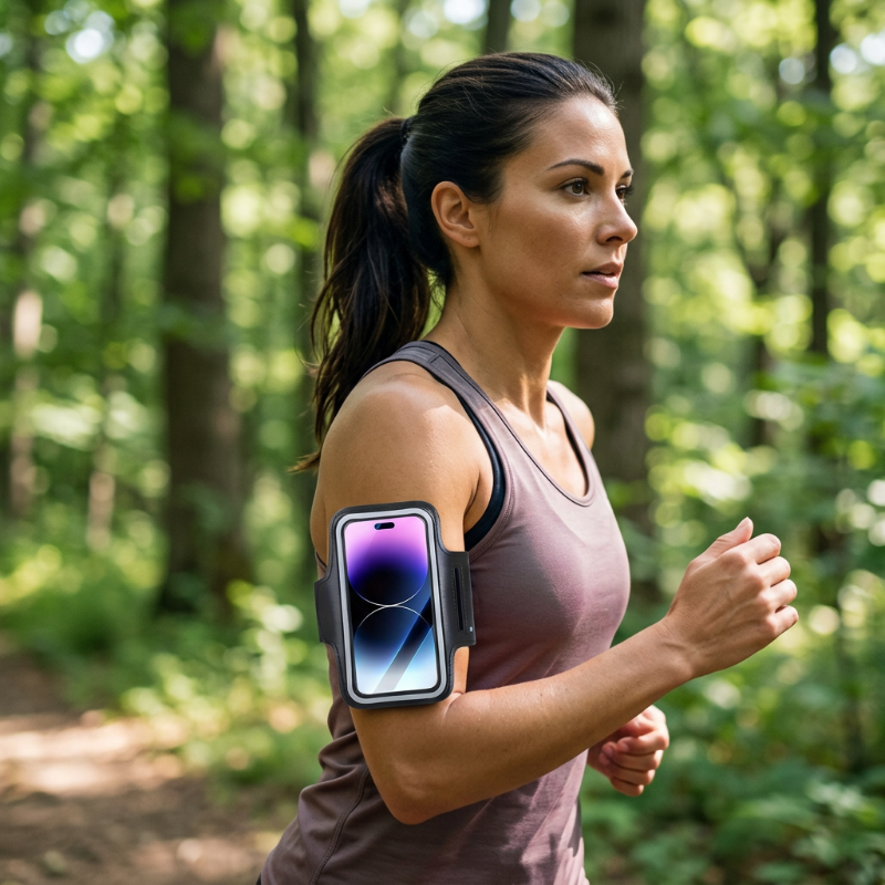 Porte telephone course femme courant en foret Surbras