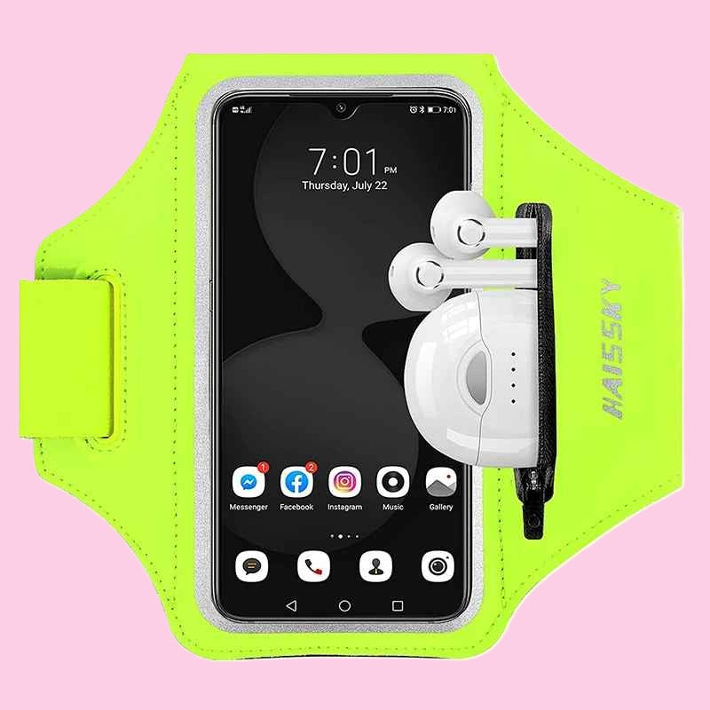 brassard telephone en jaune fluo Brasport