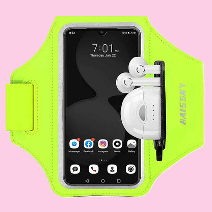 brassard telephone en jaune fluo Brasport