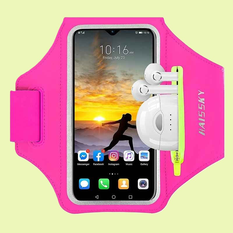 brassard telephone en rose fluo Brasport