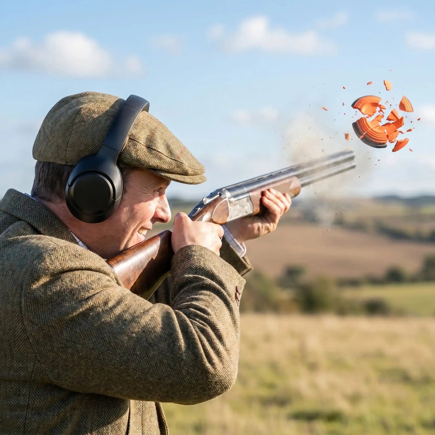 casque bluetooth homme fusil  et tir aux clays Cleartbeat-Lenoir