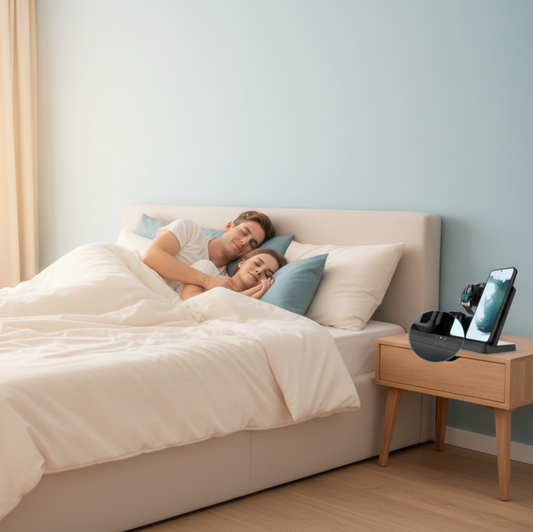 chargeur indcution Samsung couple chambre lumineuse avec station de charge Rapidcharge