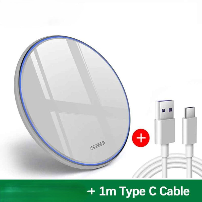 chargeur sans fil pour telephone blanc avec câble Parinduction