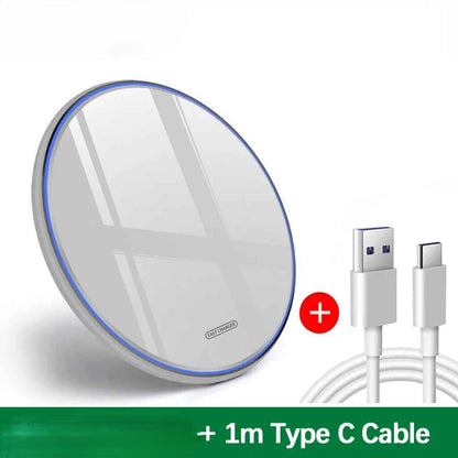 chargeur sans fil pour telephone blanc avec câble Parinduction