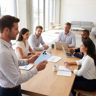 coque iphone 11 pro max homme en réunion  à son bureau Coqsili