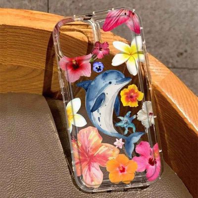 coque iphone 16 Pro fleur et dauphin Hibilys