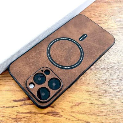 coque iphone 16 cuir artificiel brun un peu plus foncé Cerflux