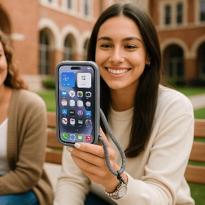coque iphone 16 fille dans cour école avec amie Grisette