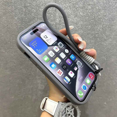coque iphone 16 pratique avec cordon poignet Grisette