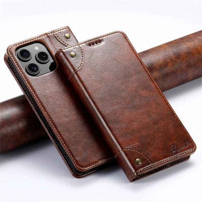 coque iphone 16 pro max Brune Cuirmagnétic
