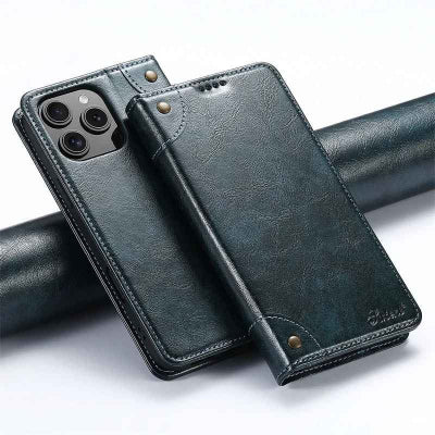 coque iphone 16 pro max en bleu Cuirmagnétic