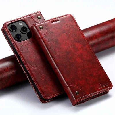 coque iphone 16 pro max rouge Cuirmagnétic