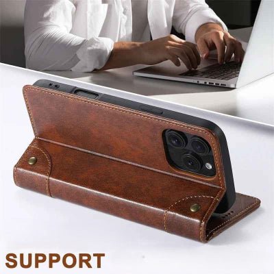 coque iphone 16 pro max sur son support Cuirmagnétic