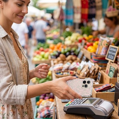 Coque transparente dame faisant son marché Dentel
