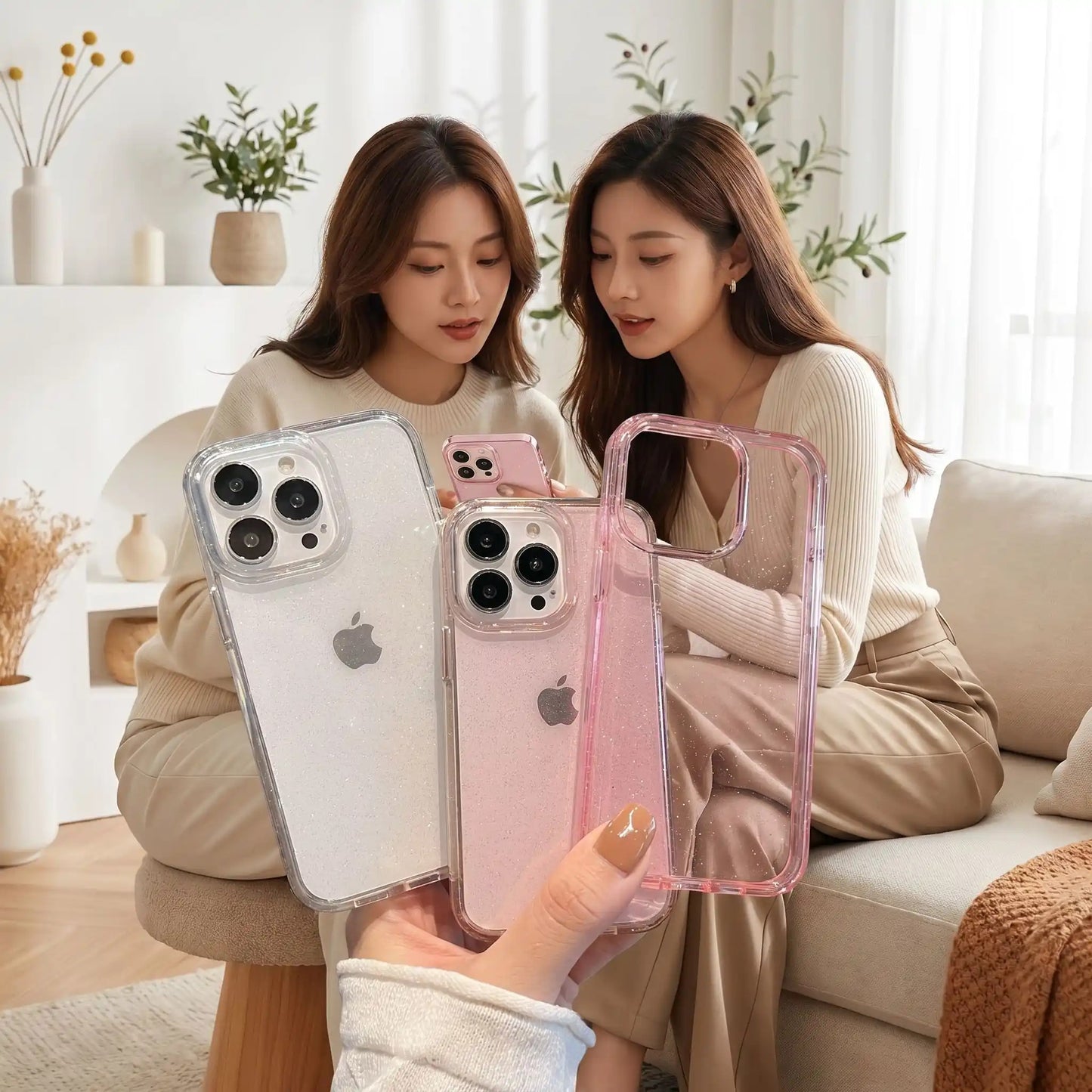 coque transparente deux amies luxpailletee
