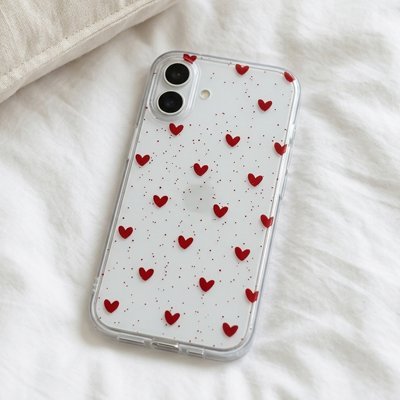 Coque transparente iphone 13 coeur rouge Bokeur  