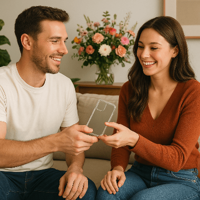 coque transparente reçu par son mari Ultraclaire