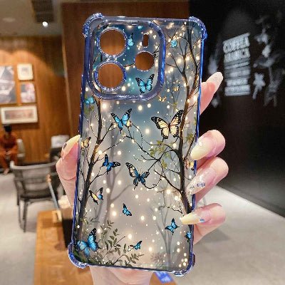 coque xiaomi redmi note bord bleu papillons bleus Papillon