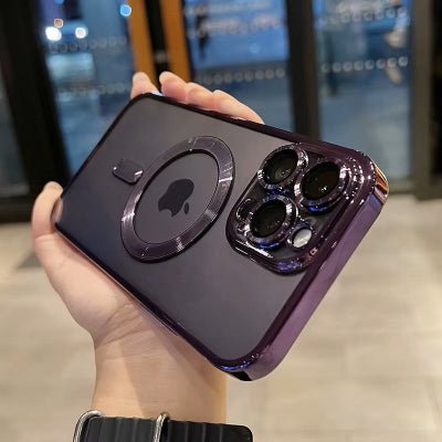 coques iphone 17 vue différente mauve foncé Luxaimant