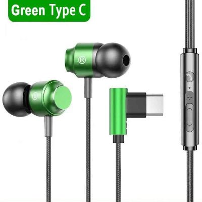 ecouteur filaire couleur vert type C Jeufilair