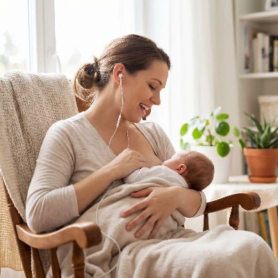 ecouteur filaire maman allaitant bébé Ecoutmobile