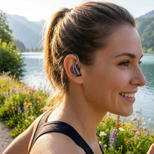 ecouteur running femme heureuse running Traducleger