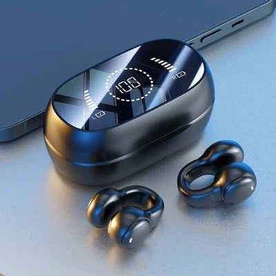 écouteurs bluetooth en noir Cliporeil