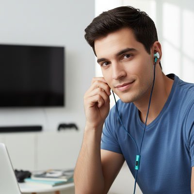 Écouteurs intra-auriculaires homme avec écouteur intraergo
