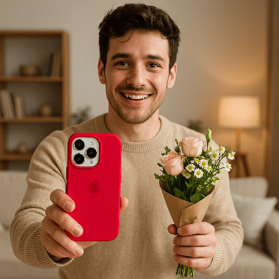 iphone 16 coque jeune homme offrant coque à sa chérie Origisilic