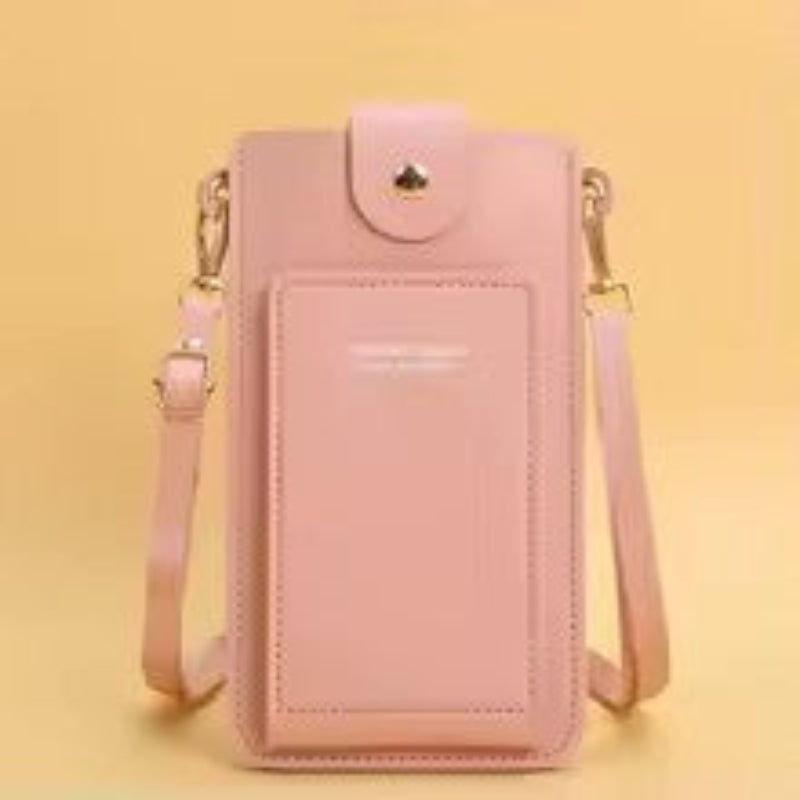 pochette telephone bandouilere de couleur rose Vieactive