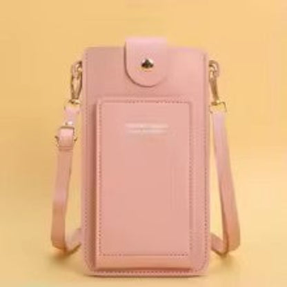 pochette telephone bandouilere de couleur rose Vieactive