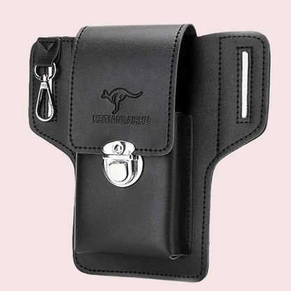 pochette telephone cuir vue en noir Pochcuir